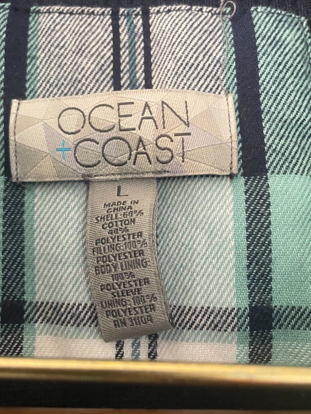 Ocean Coast Plaid Jacket Size Large Blue and Green - Picture 5 of 9